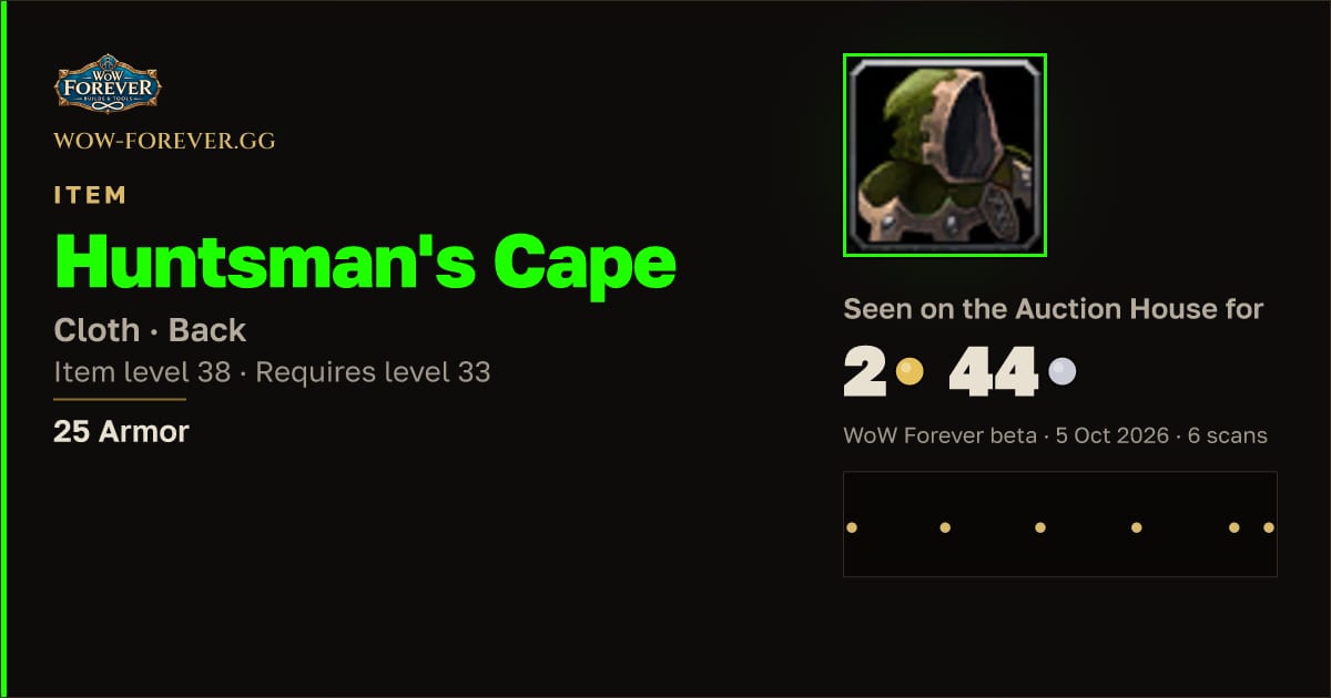 The preview card for Huntsman's Cape