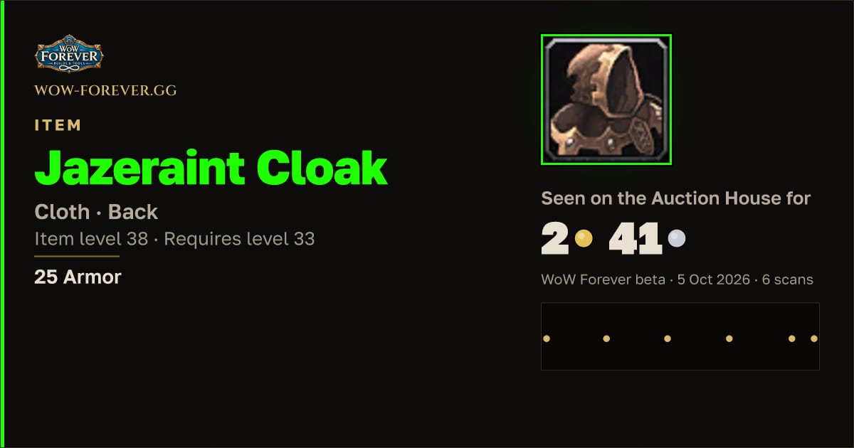 The preview card for Jazeraint Cloak