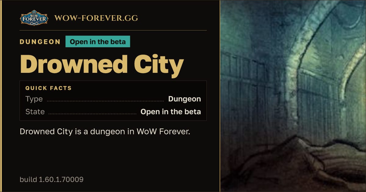 The preview card for Drowned City - WoW Forever Dungeon