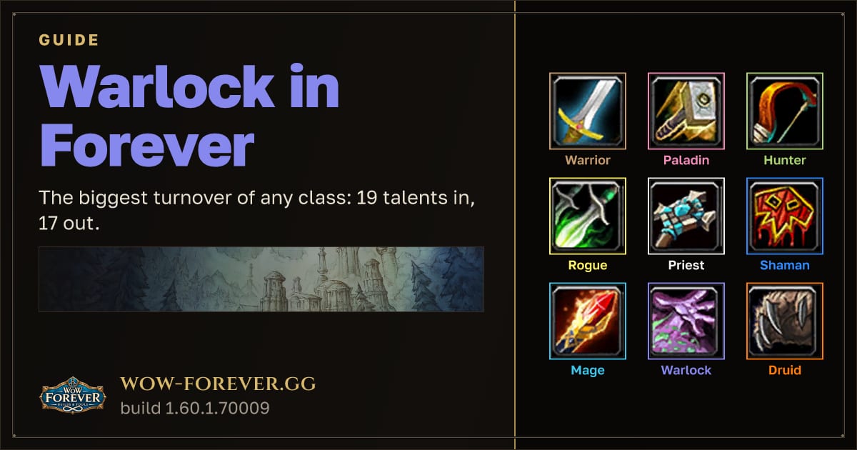 The preview card for Warlock in Forever - WoW Forever Classes Guide