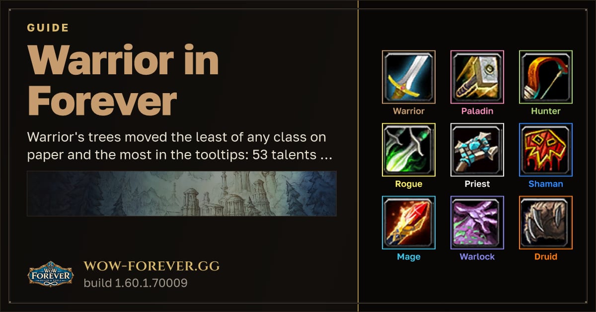 The preview card for Warrior in Forever - WoW Forever Classes Guide