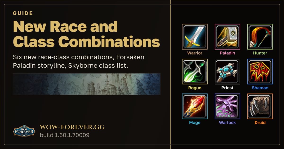 The preview card for New Race and Class Combinations - WoW Forever Races Guide