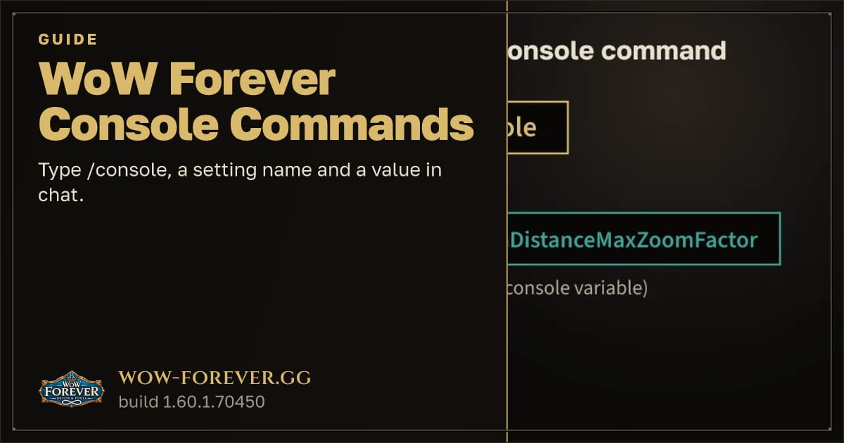 The preview card for WoW Console Commands for WoW Forever: CVars, FPS, Camera