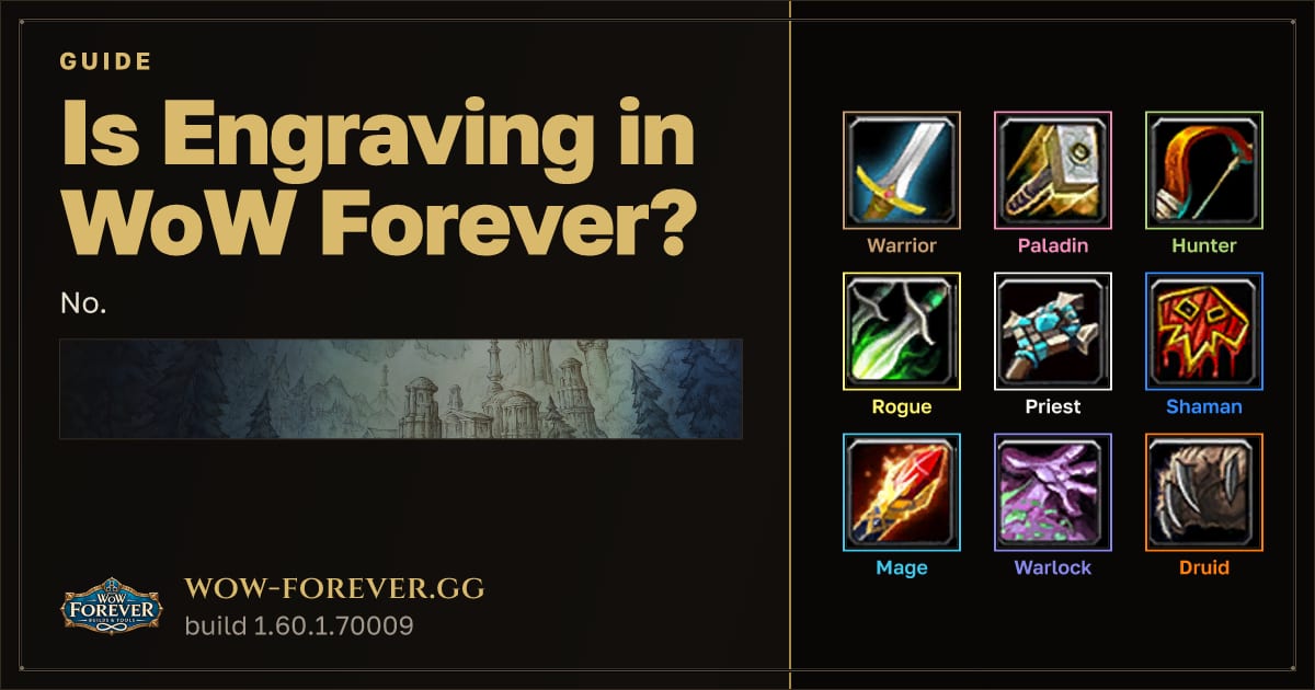 The preview card for Engraving in WoW Forever: not in the game, the runes are leftovers
