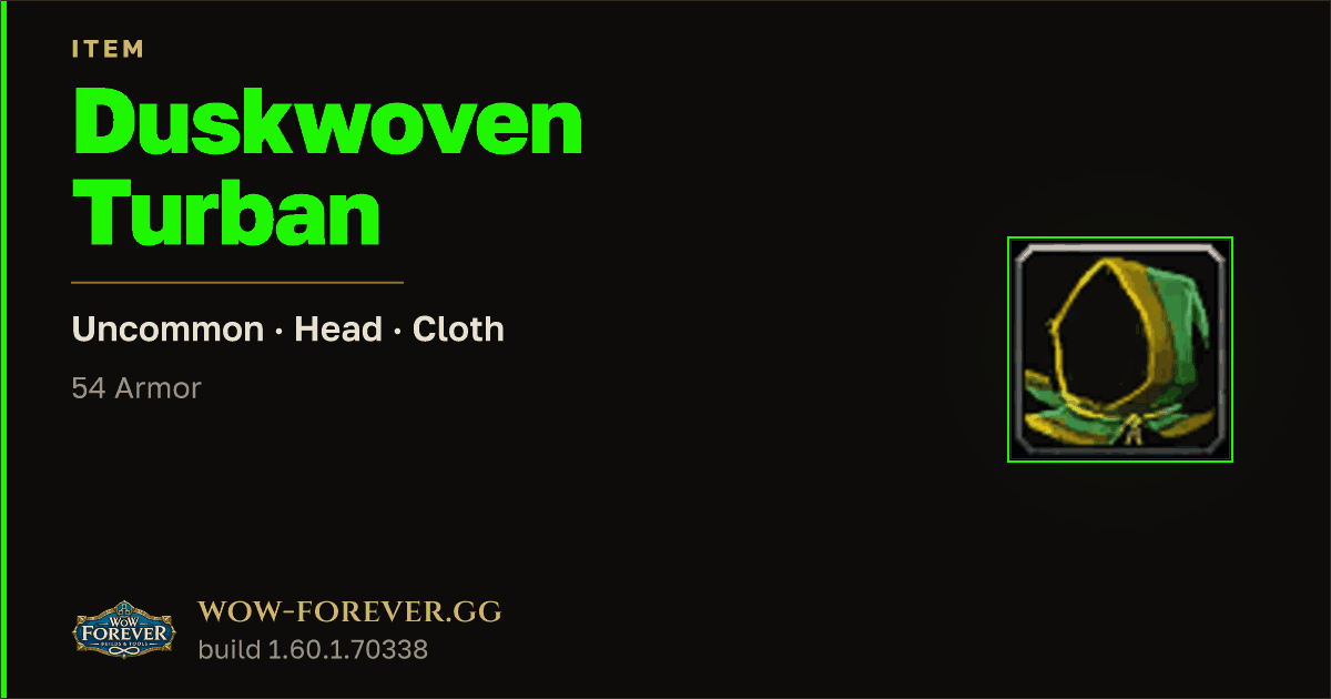 The preview card for Duskwoven Turban