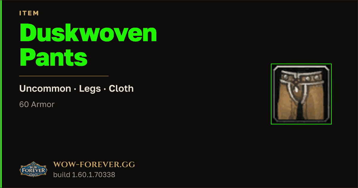The preview card for Duskwoven Pants