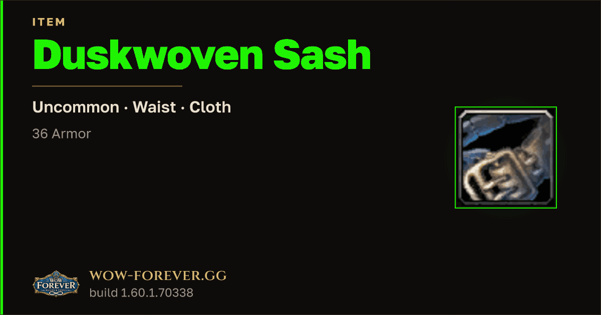 The preview card for Duskwoven Sash