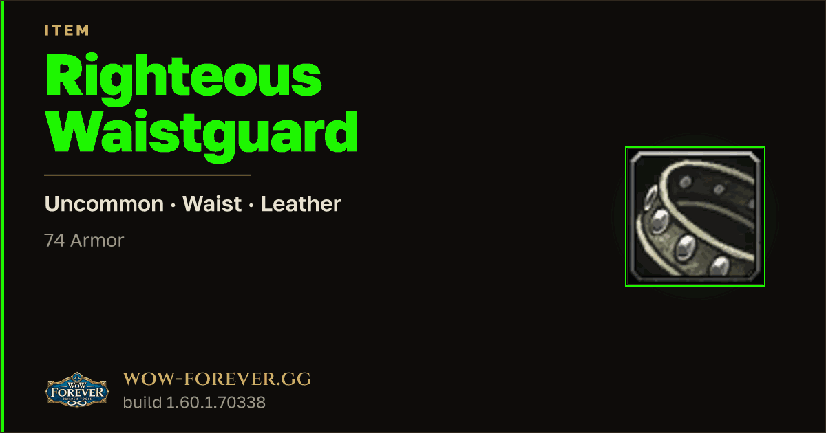 The preview card for Righteous Waistguard