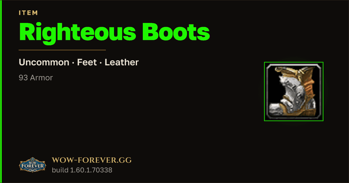The preview card for Righteous Boots