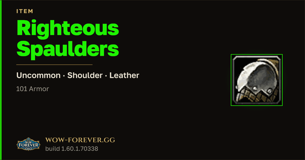 The preview card for Righteous Spaulders