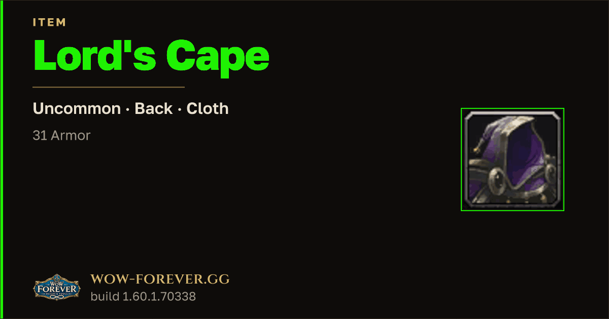 The preview card for Lord's Cape