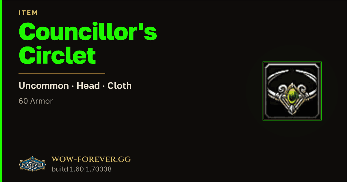 The preview card for Councillor's Circlet