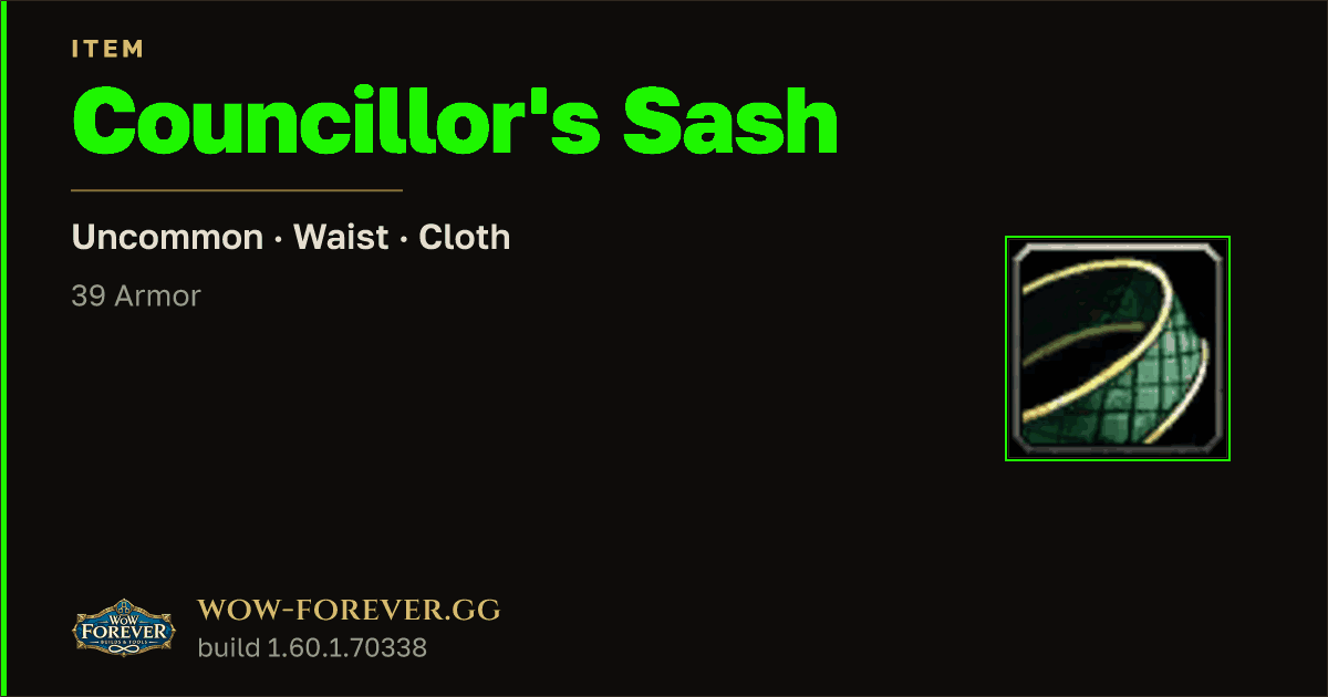 The preview card for Councillor's Sash