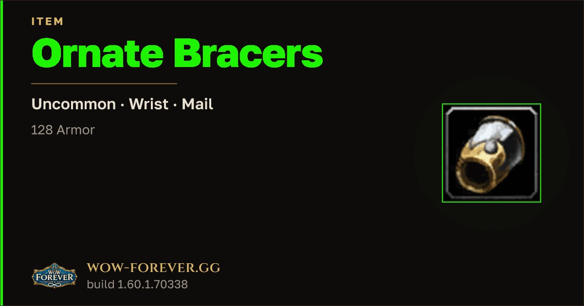 The preview card for Ornate Bracers