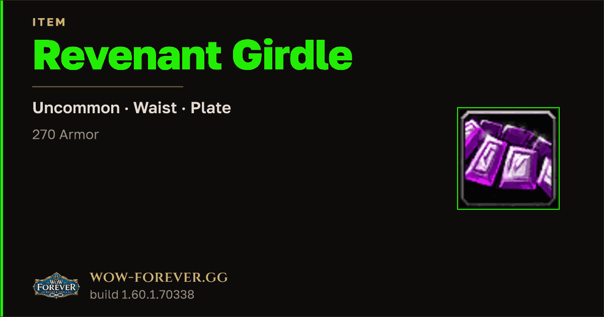 The preview card for Revenant Girdle