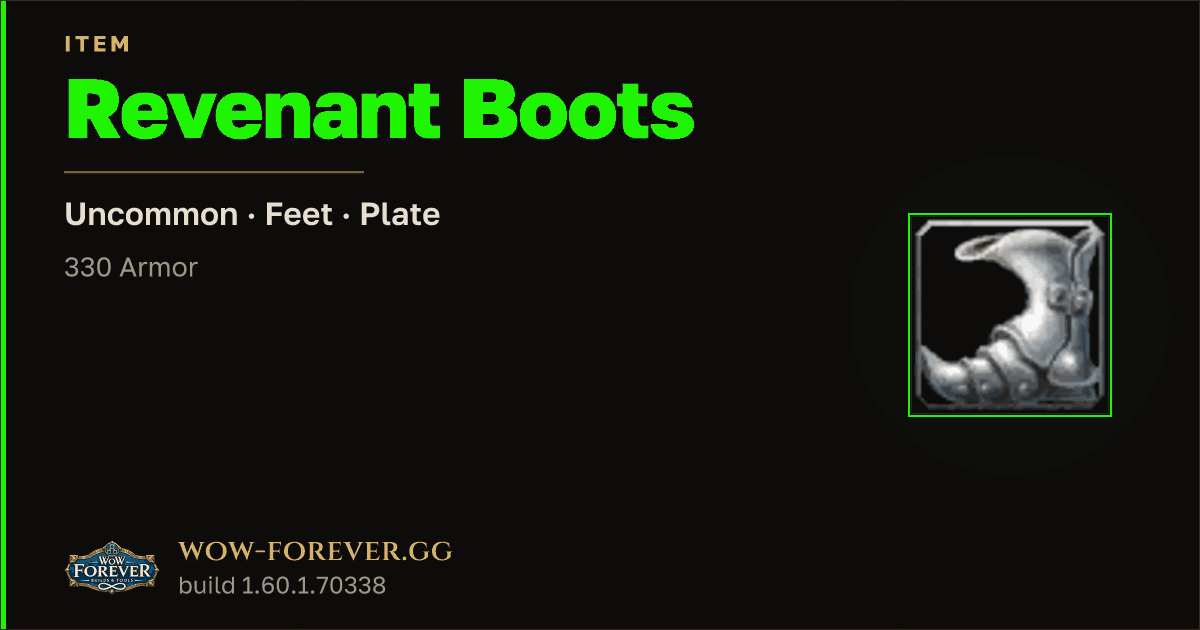 The preview card for Revenant Boots