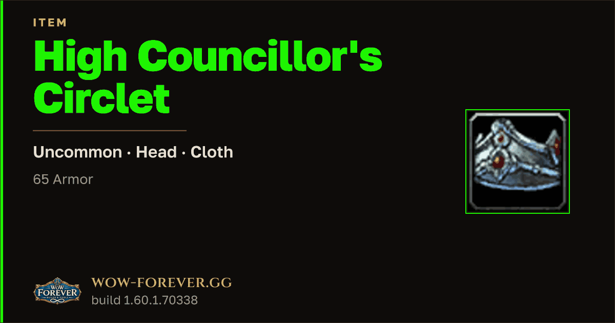 The preview card for High Councillor's Circlet
