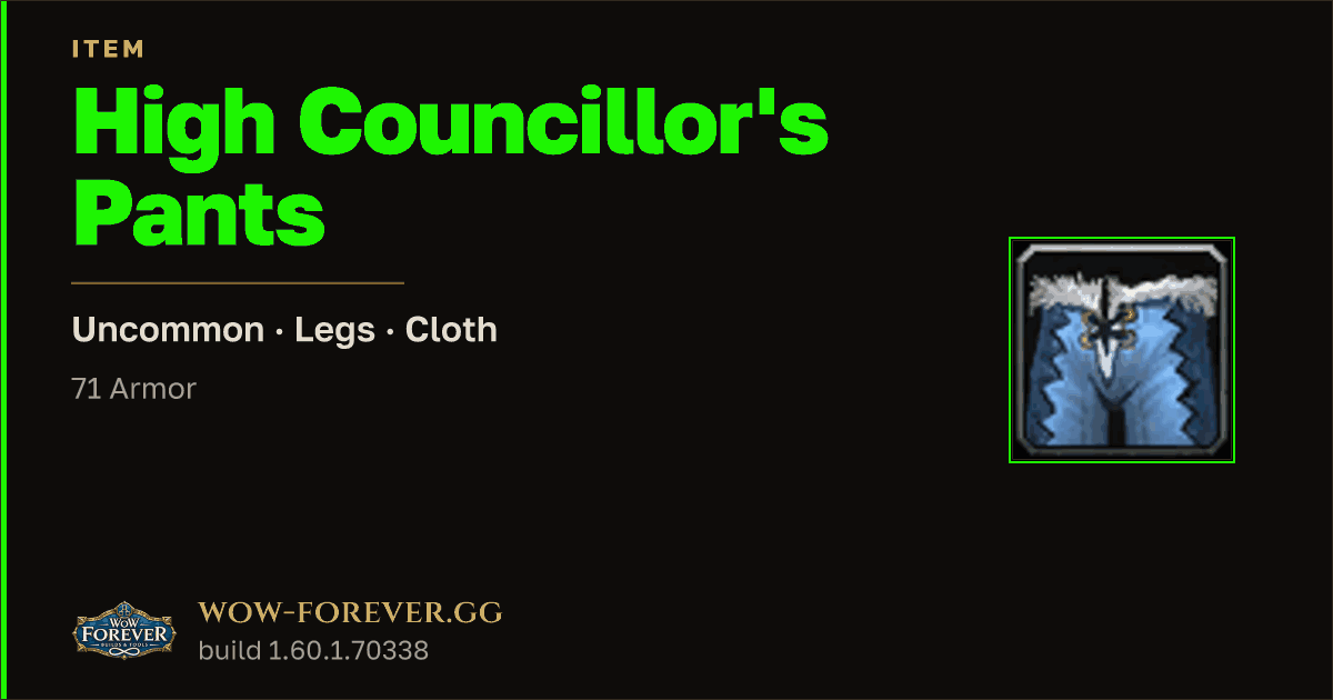 The preview card for High Councillor's Pants