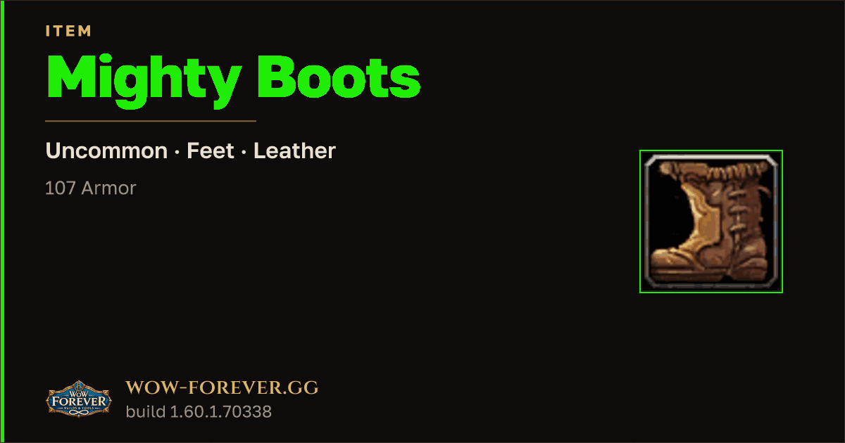 The preview card for Mighty Boots