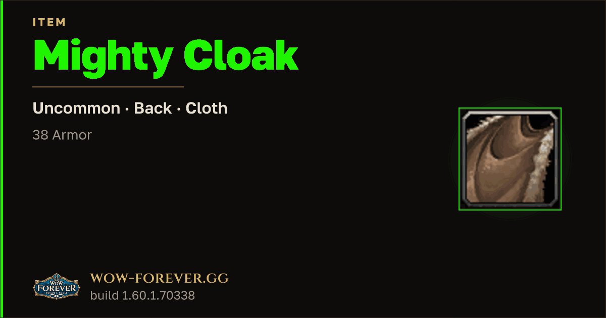 The preview card for Mighty Cloak