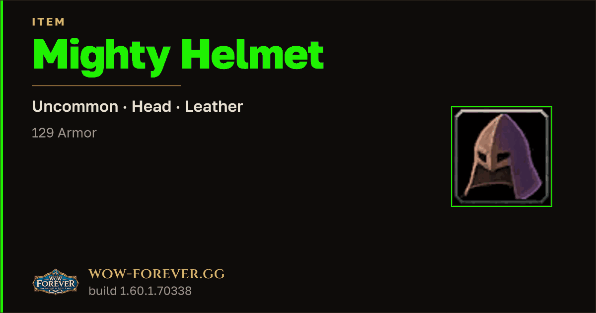 The preview card for Mighty Helmet