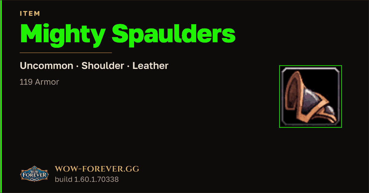 The preview card for Mighty Spaulders