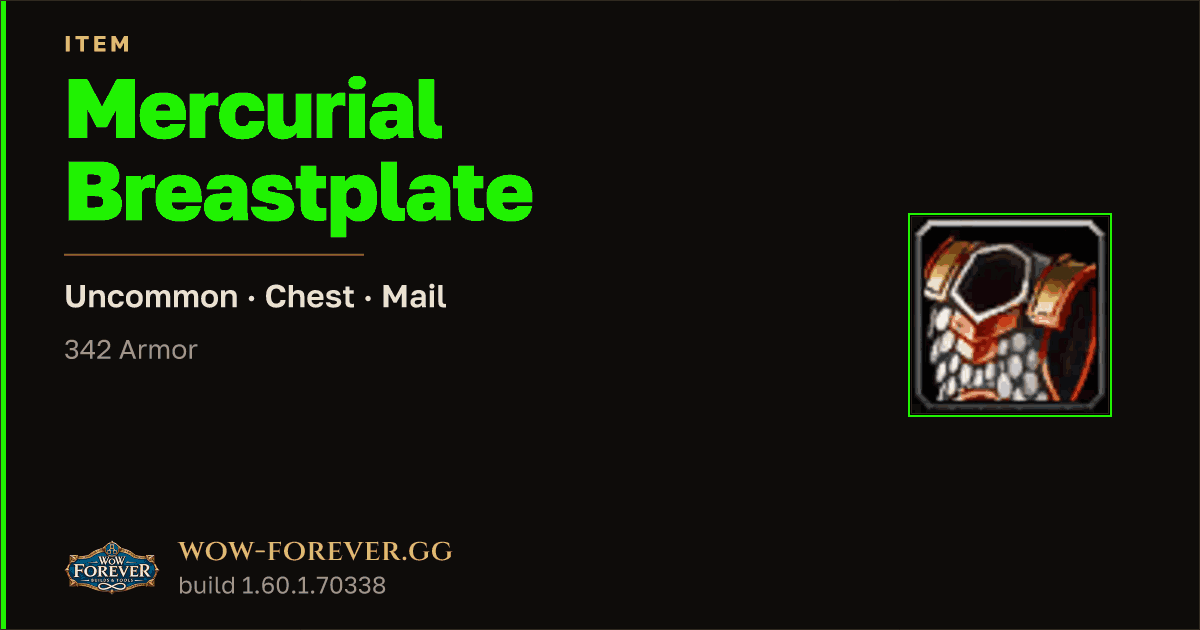 The preview card for Mercurial Breastplate