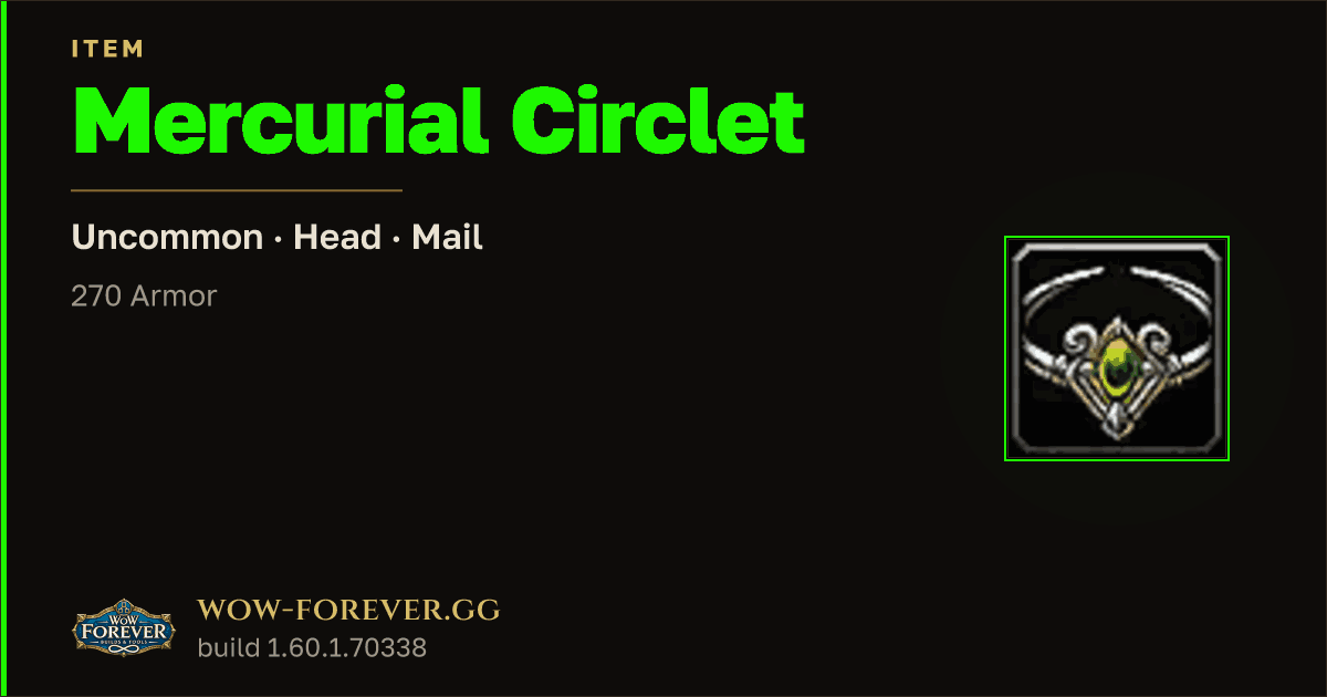 The preview card for Mercurial Circlet