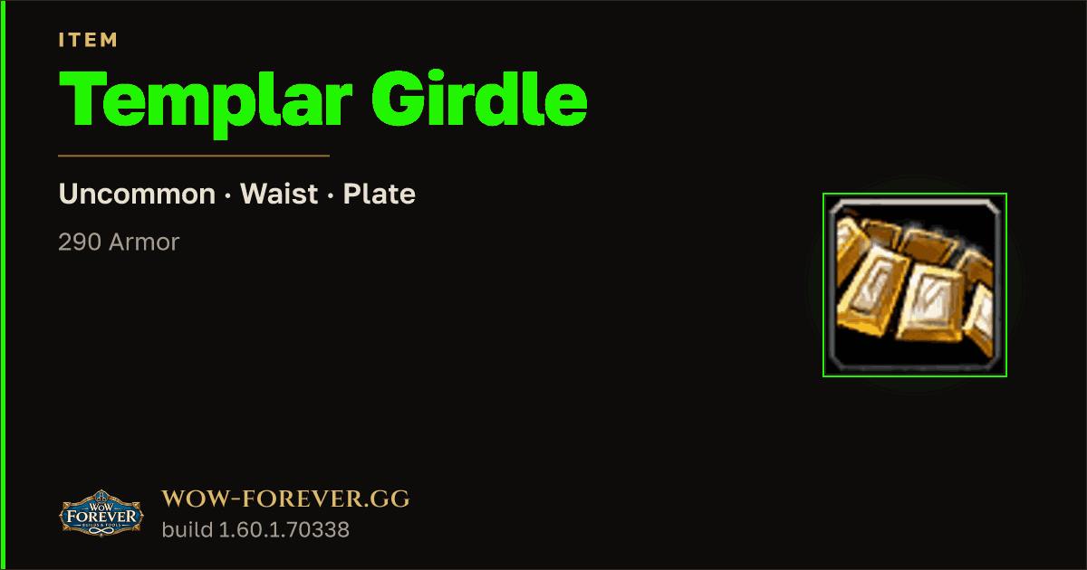 The preview card for Templar Girdle