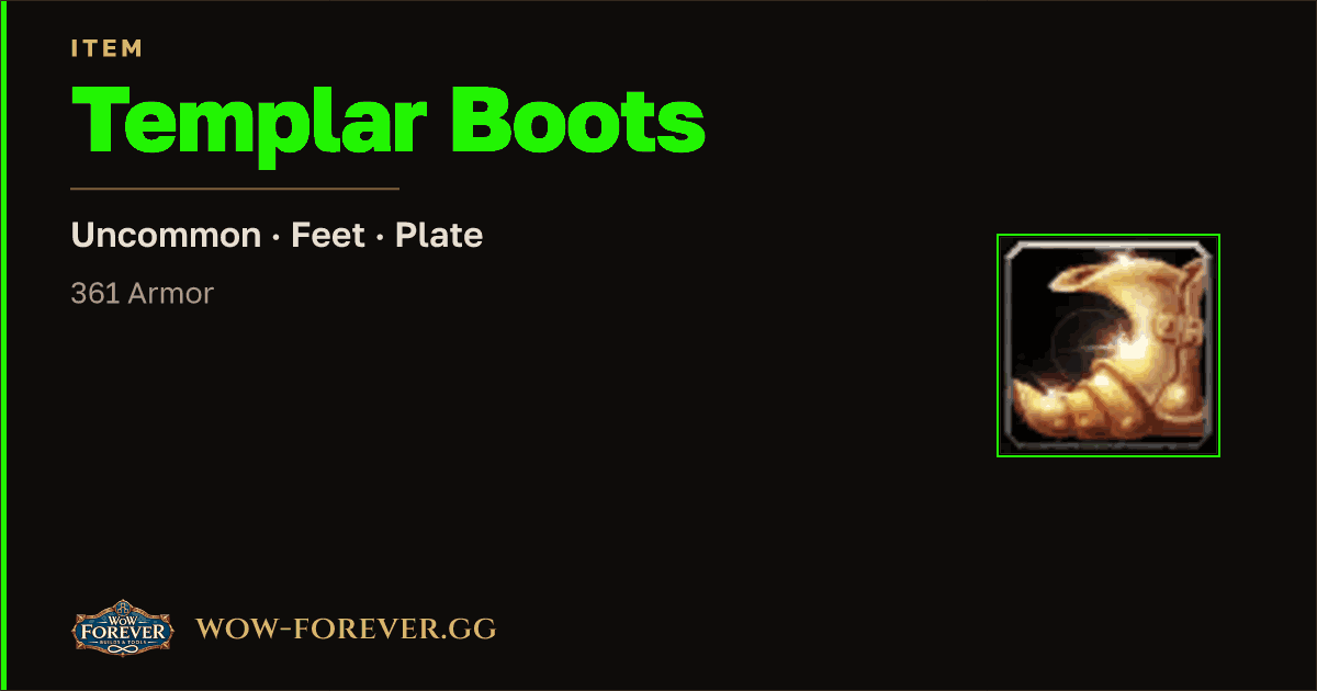 The preview card for Templar Boots