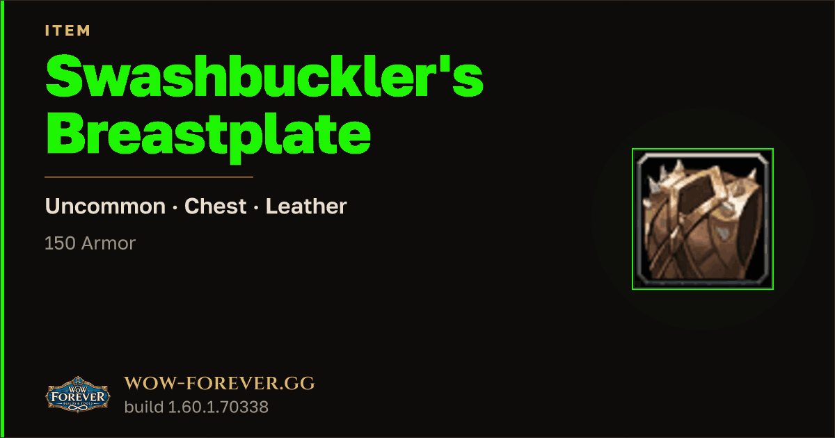 The preview card for Swashbuckler's Breastplate