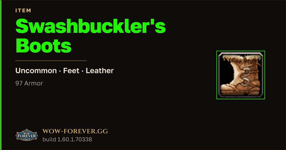 The preview card for Swashbuckler's Boots