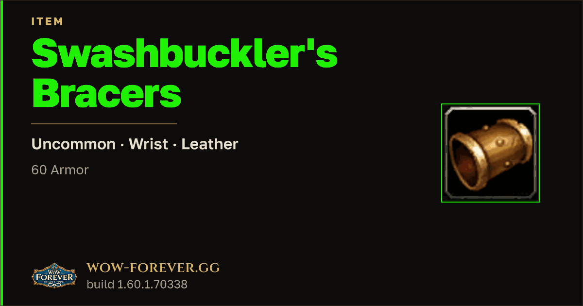 The preview card for Swashbuckler's Bracers