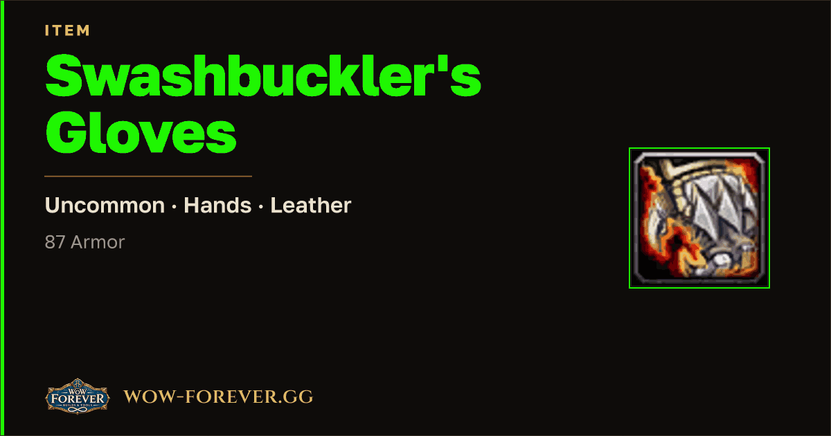 The preview card for Swashbuckler's Gloves