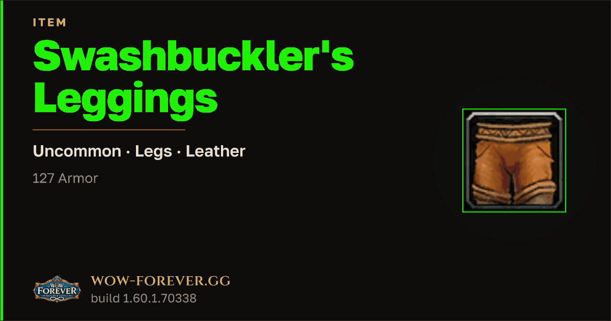 The preview card for Swashbuckler's Leggings