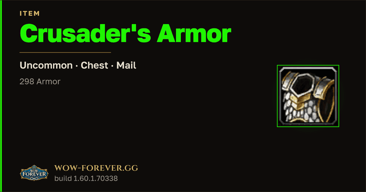 The preview card for Crusader's Armor