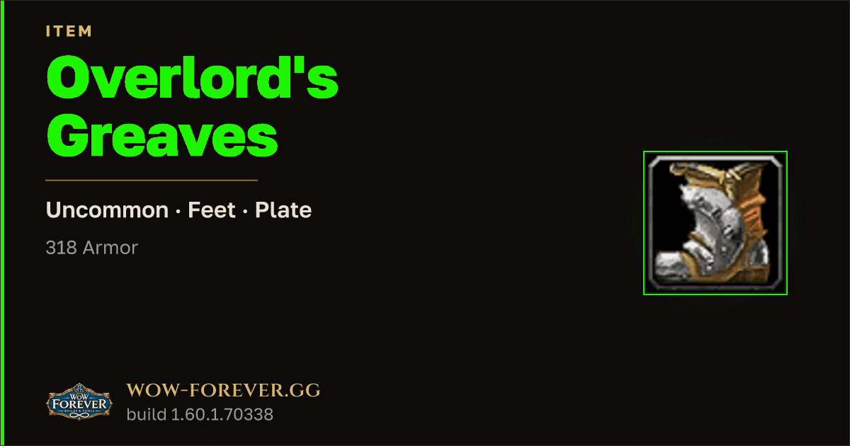 The preview card for Overlord's Greaves