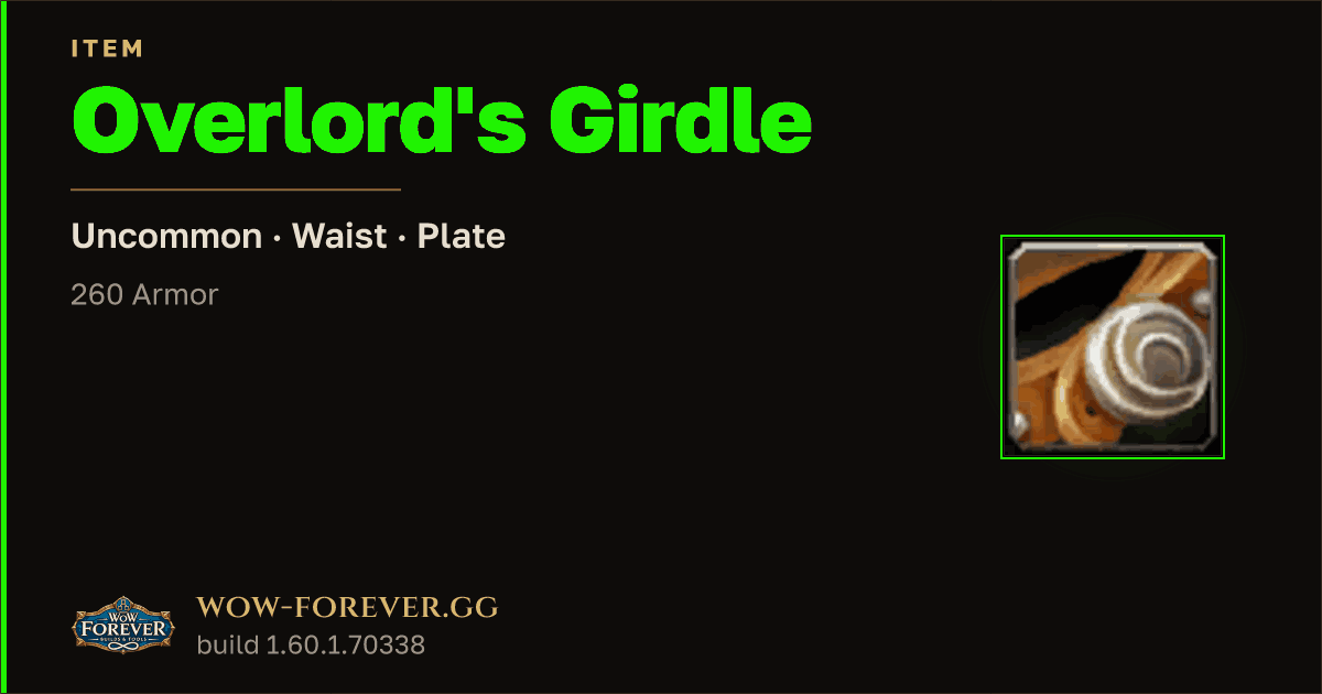 The preview card for Overlord's Girdle