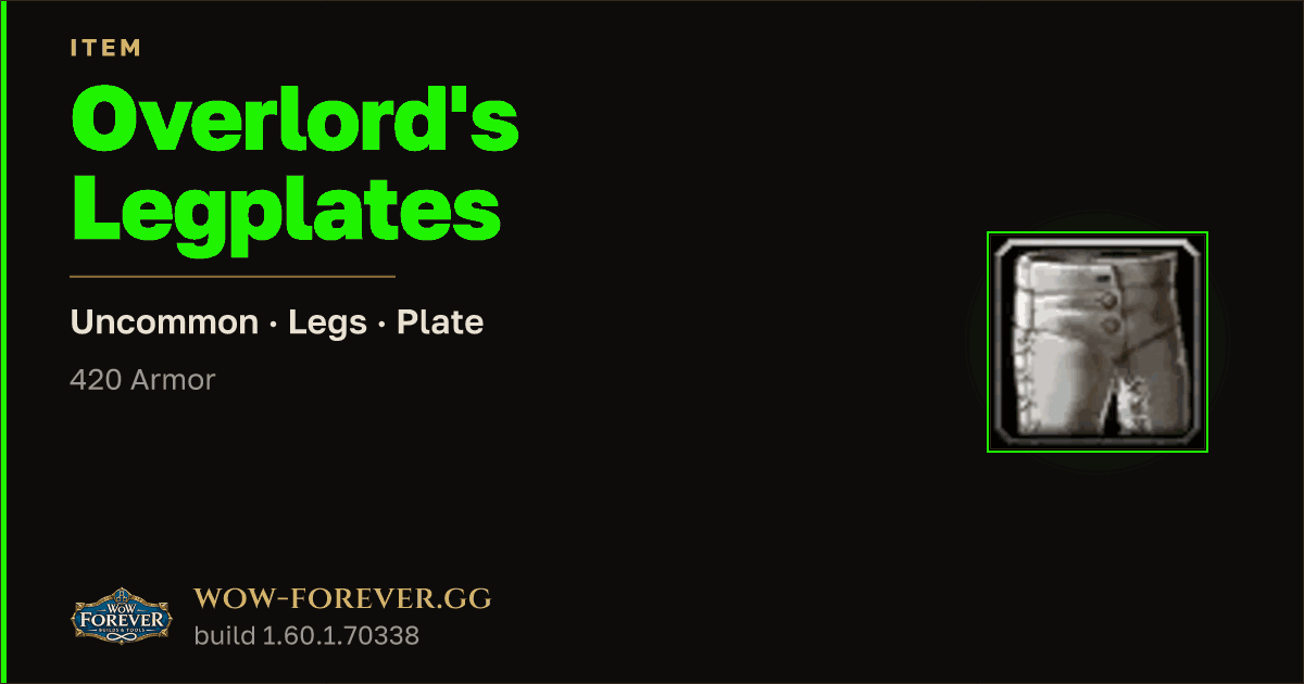 The preview card for Overlord's Legplates
