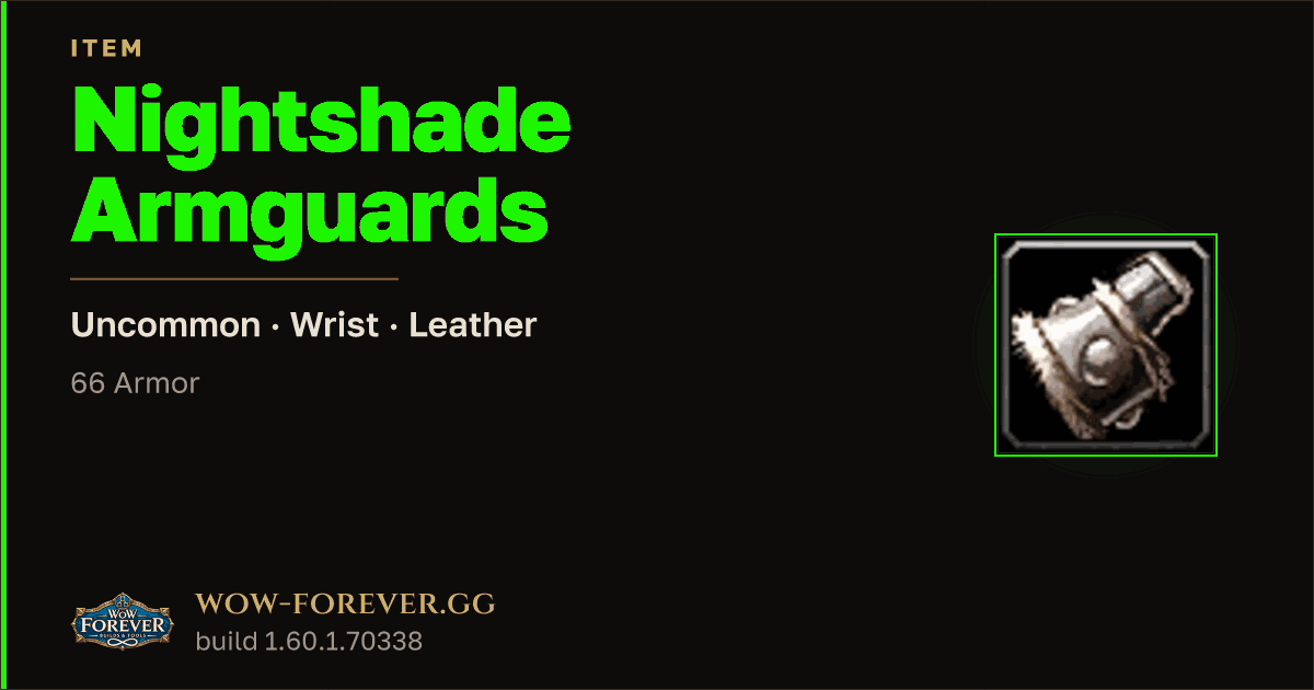 The preview card for Nightshade Armguards