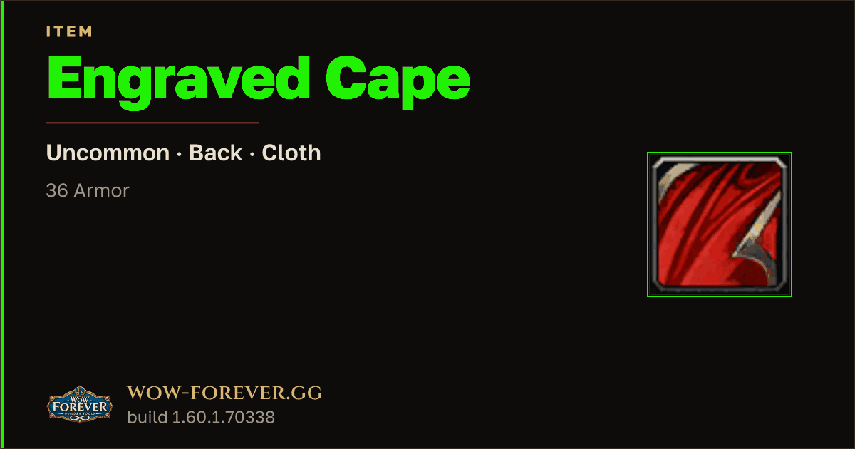 The preview card for Engraved Cape