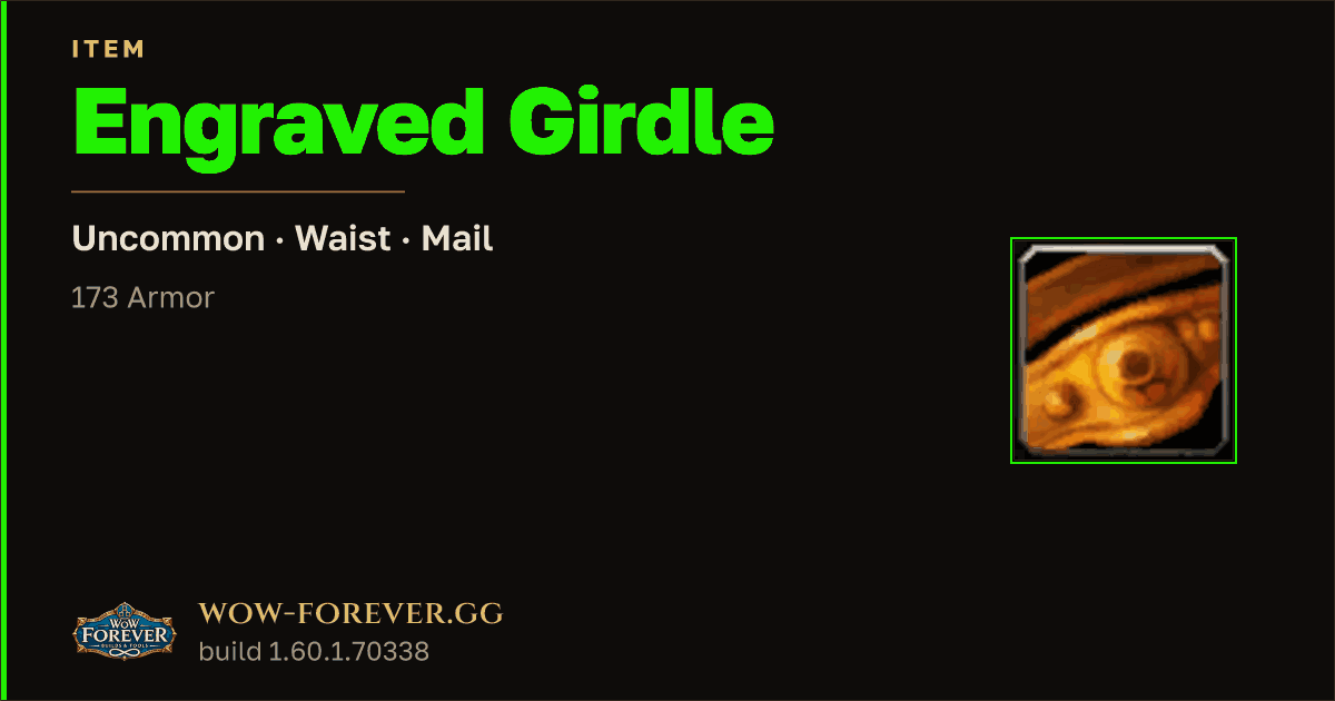 The preview card for Engraved Girdle