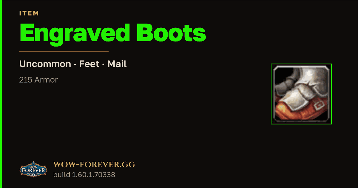 The preview card for Engraved Boots