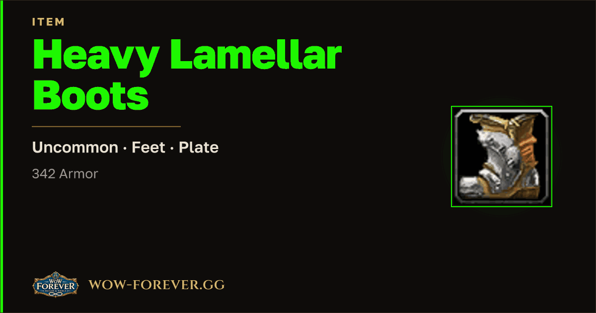 The preview card for Heavy Lamellar Boots