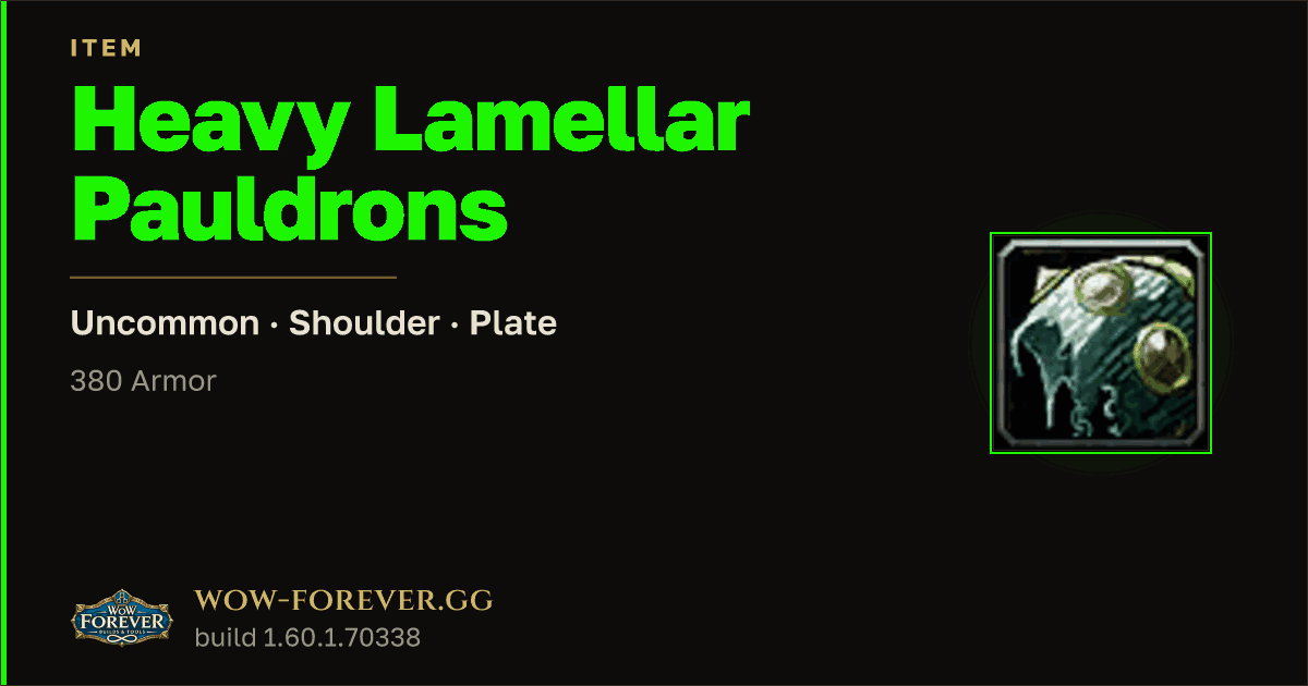 The preview card for Heavy Lamellar Pauldrons