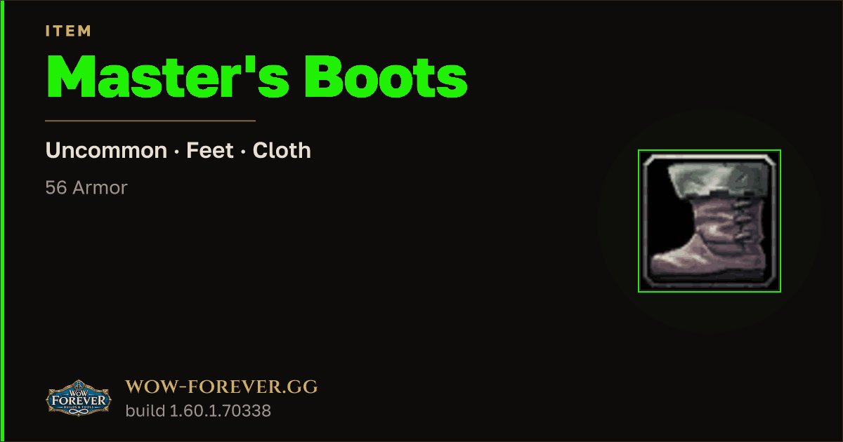 The preview card for Master's Boots