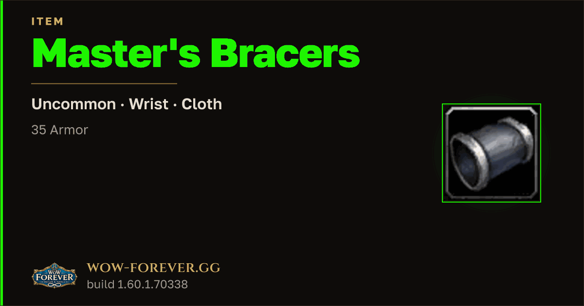 The preview card for Master's Bracers