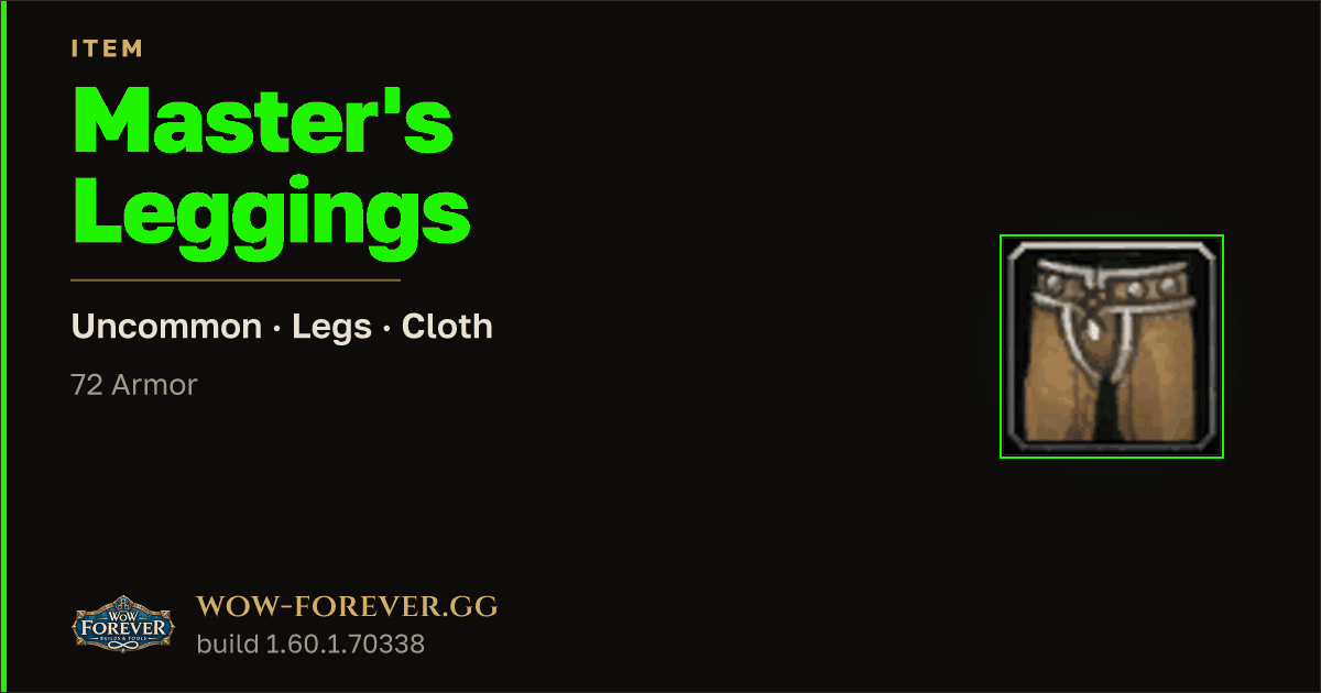 The preview card for Master's Leggings