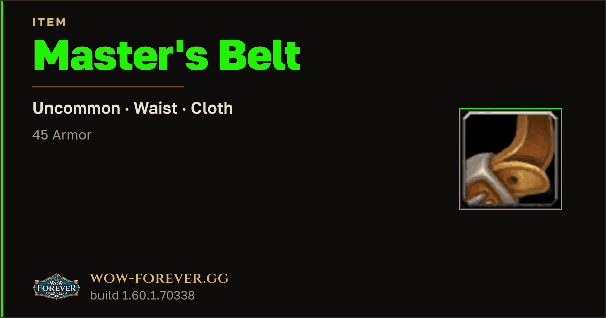 The preview card for Master's Belt