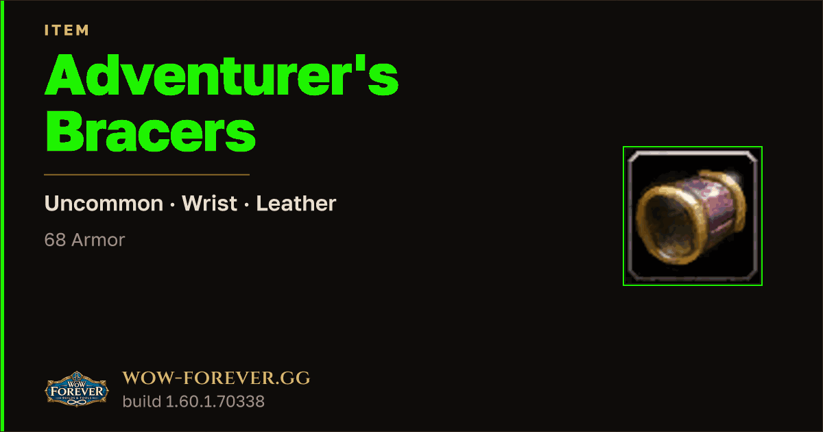The preview card for Adventurer's Bracers